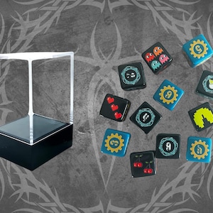 Sampler Pack Retro Arcade Fallout Cyberpunk D6 Dice Counters 16mm Square Edges 12 Pack