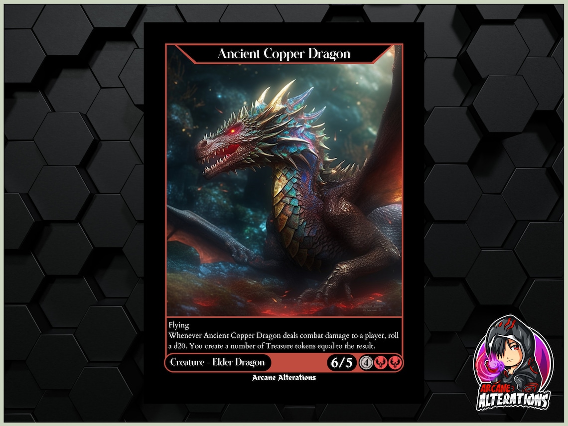 Ancient Copper Dragon Full Art Custom Card Etsy
