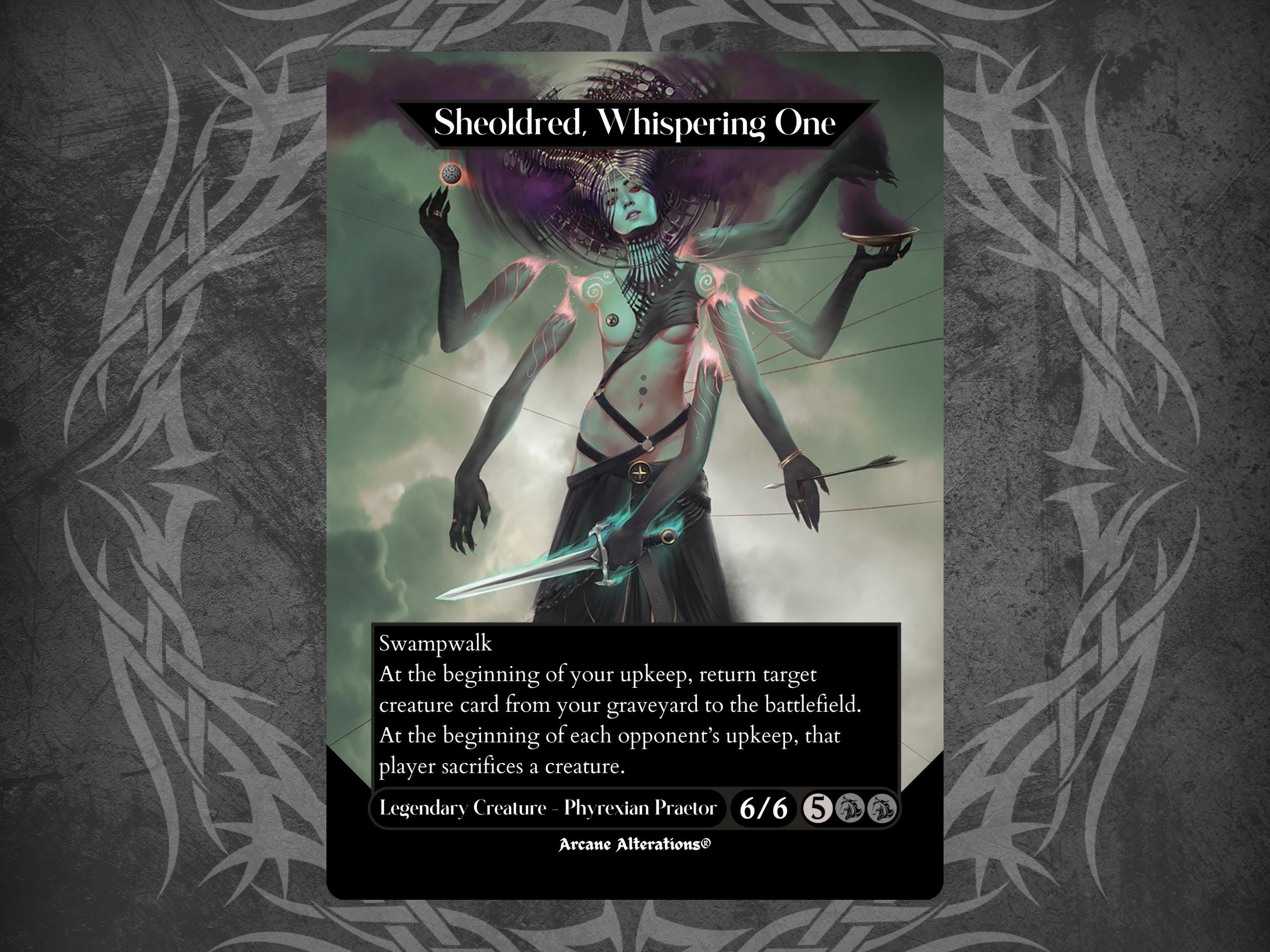 Sheoldred, Whispering One - Proxy Full Art Custom Card - Etsy Israel Sheoldred, Whispering One - Proxy Full Art Custom Card - Etsy Israel