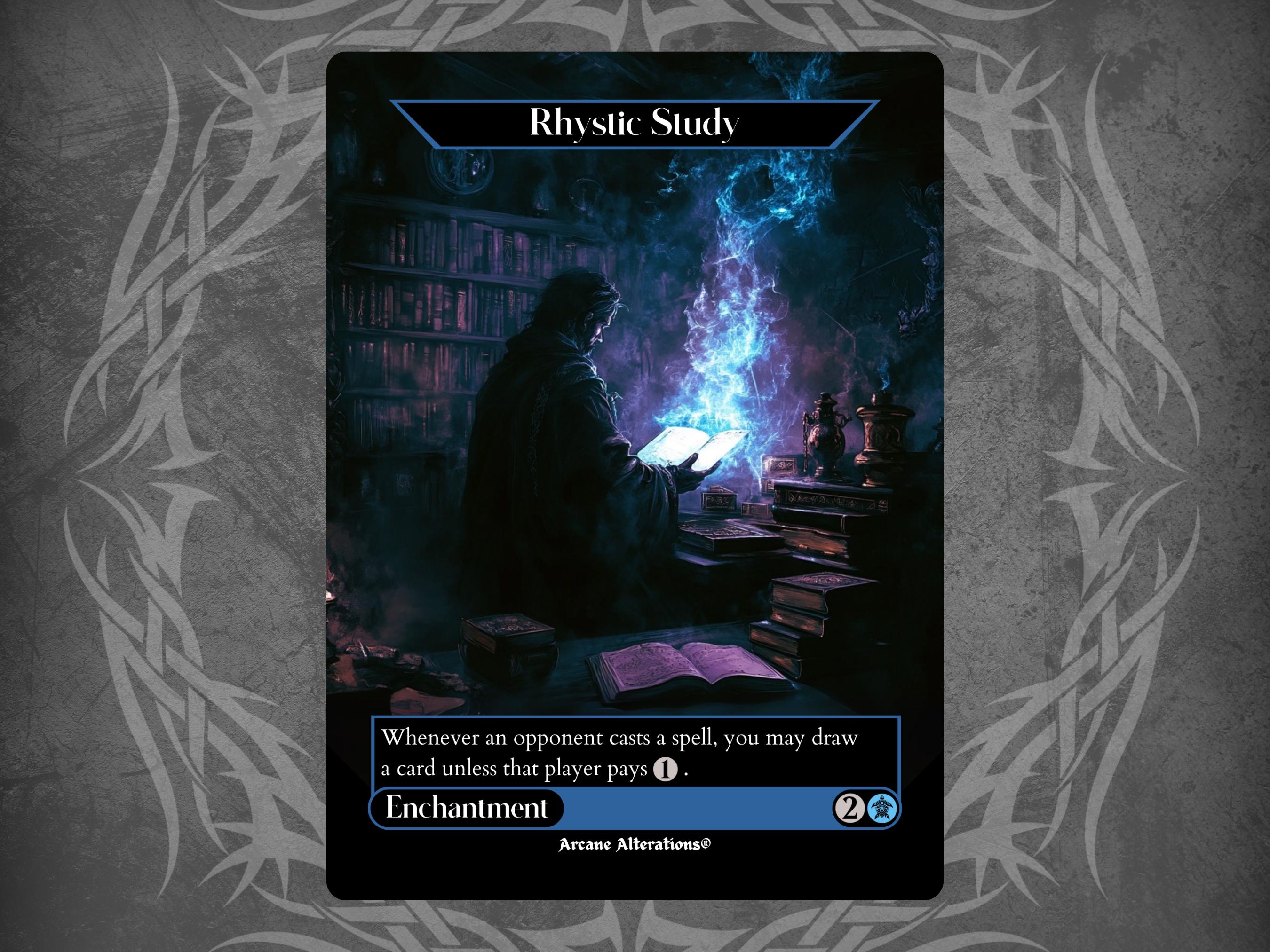 Rhystic Study - Proxy Full Art Custom Card - Etsy