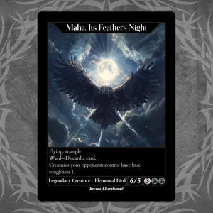 Maha, la noche de las plumas - Tarjeta personalizada con arte completo