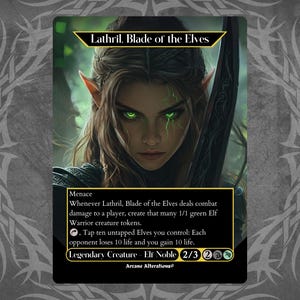 Lathril, la espada de los elfos: tarjeta personalizada con ilustraciones completas