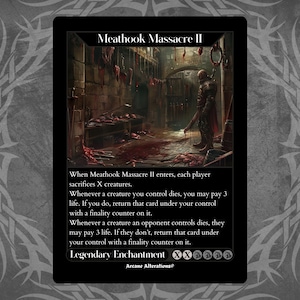Masacre de Meathook II: tarjeta personalizada con ilustraciones completas