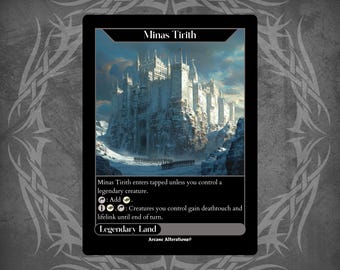 minas tirith mtg card MTGNexus earth (LTR) #256 Illustrated by Arthur Yuan Magic Minas Tirith - Full Art