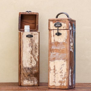 Weinkiste aus Holz, einzelne Weinflaschenkiste, handgemachte Weinkiste, Flaschenbox aus Altholz, Geschenkbox für Flasche