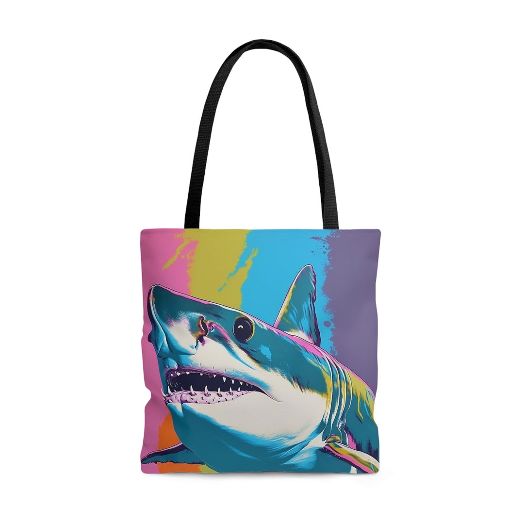 Colorful Shark Tote Bag supports Shark Charity Shark Gifts - Etsy