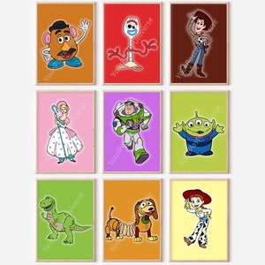 9 Full Color Inspired Toy Story Prints - Kids Room Wall Art, Playroom Decor, Gift for Kids, Chidren Decoration, Nursery Decor, Printable Art