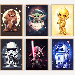 Cartoon Star Wars Wall Decor - Digital Prints, Nursery Decor, Star Wars Poster Print, Printable Wall Art, Play Room Decor, Boys Bedroom