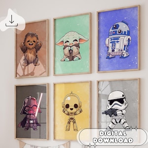 Watercolor Star Wars Wall Art - Poster for Kids, Kids Room Decor, Boys Bedroom. Nursery Prints, Digital Download, Printable Poster, Movies