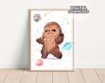 Nursery Cosmos Star Wars Print - Star Wars Wall Art, Prints for Kids, Boys Room Decor, Movie Poster, Nursery Decoration, Chewbacca Poster