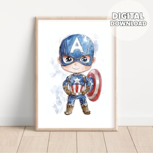 Poster di supereroi popolari per la cameretta dei bambini - Stampe per bambini, download digitale, baby shower, pronto per la stampa, arte murale, decorazione murale, disegno per la cameretta dei bambini