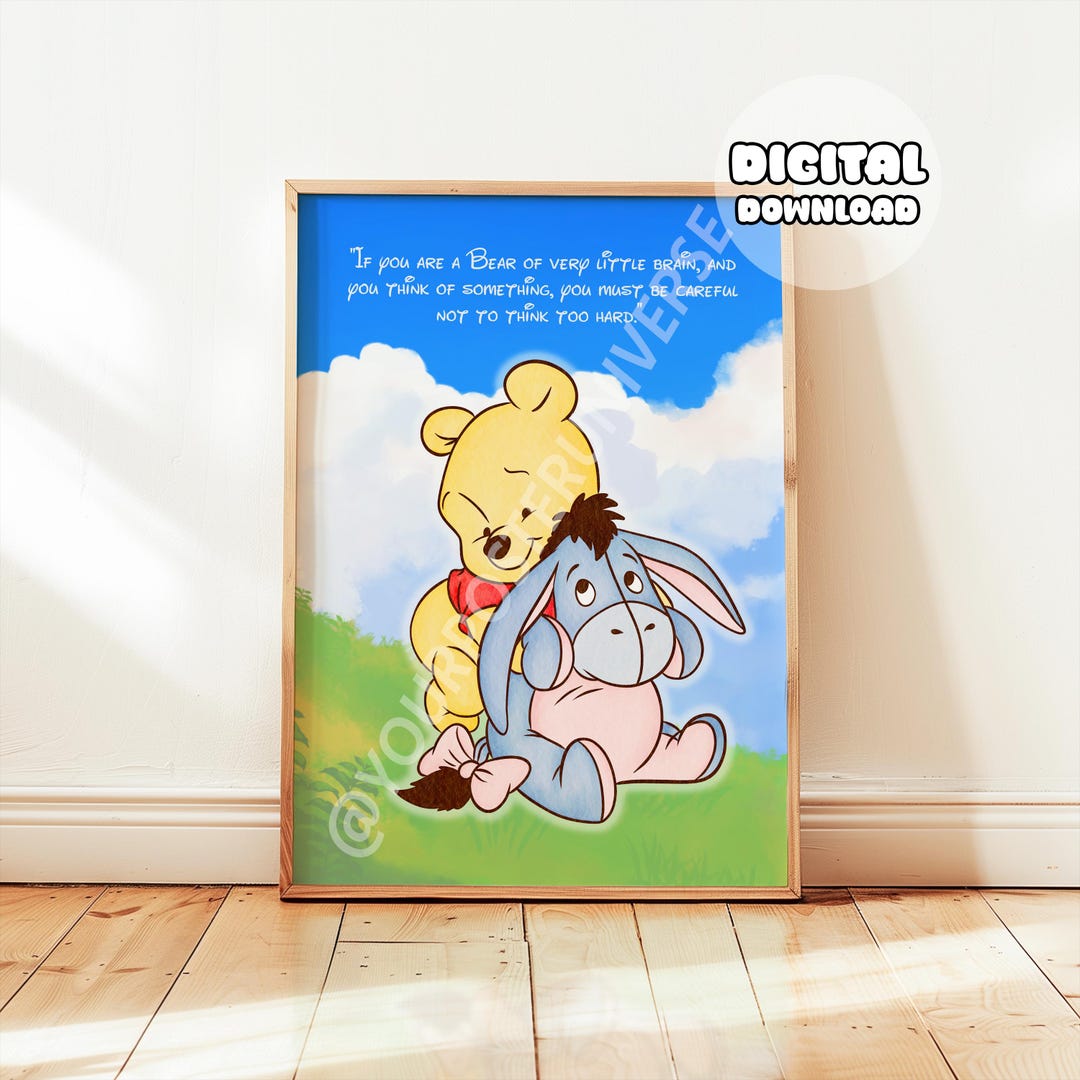 Drawing Winnie the Pooh Poster - Positive Quote Print, Nursery Winnie ...