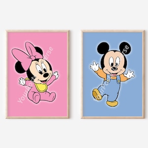 Láminas de Mickey y sus amigos: ratones bebés, decoración de guardería, decoración de sala de juegos, láminas para niños, habitación de niños, regalo de baby shower, póster de dibujos animados