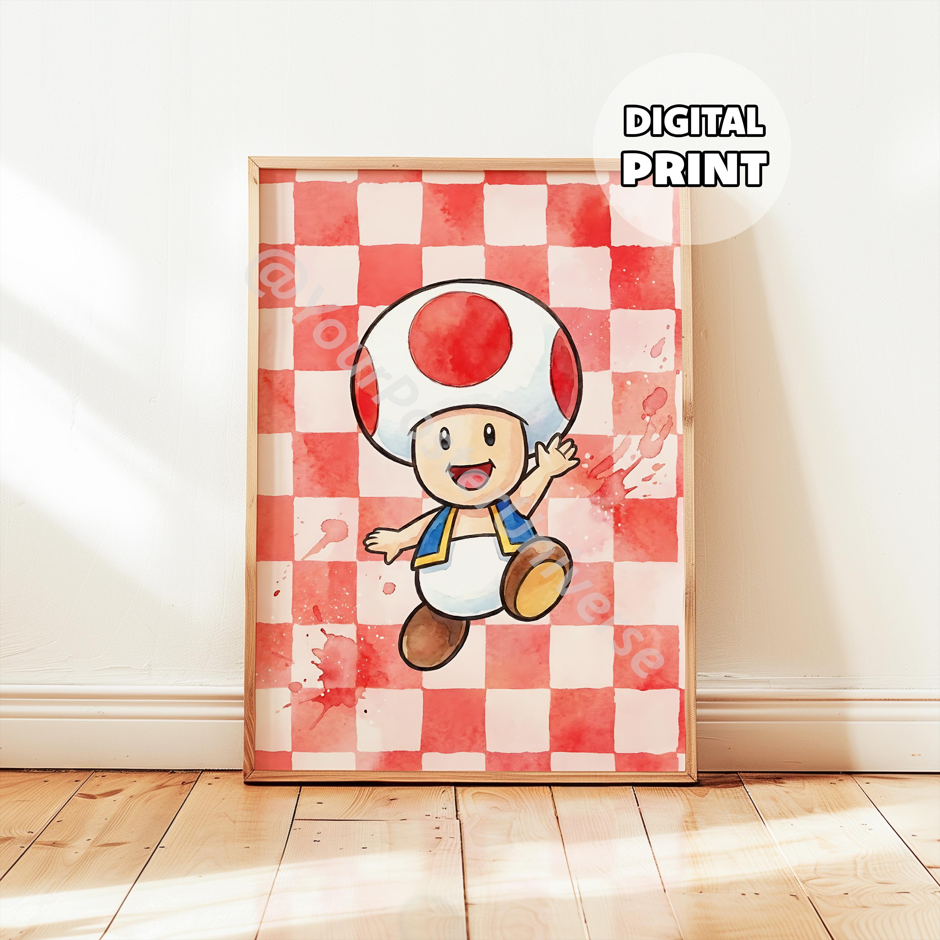 Checkered Super Mario Bros Poster - Boys Room Decor, Mario Printable ...