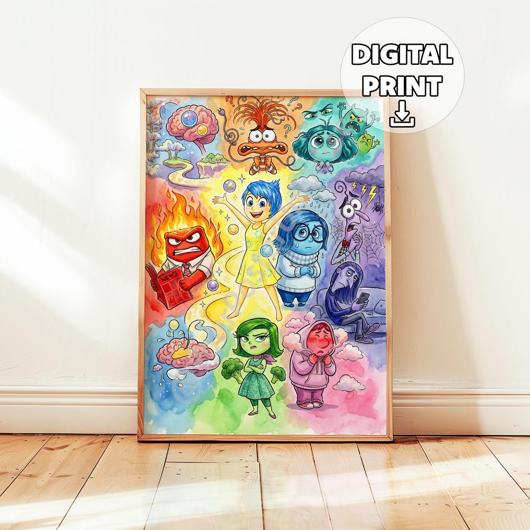 Hand-drawing Inside Out 2 Poster -emotions Poster Set, Nursery Decor ...