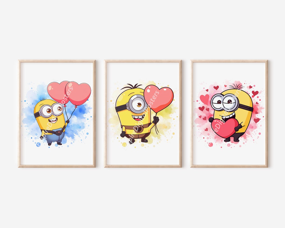 Set of 3 Minions Poster - Wall Decor, Gift for Kids, Boys Room Decor ...