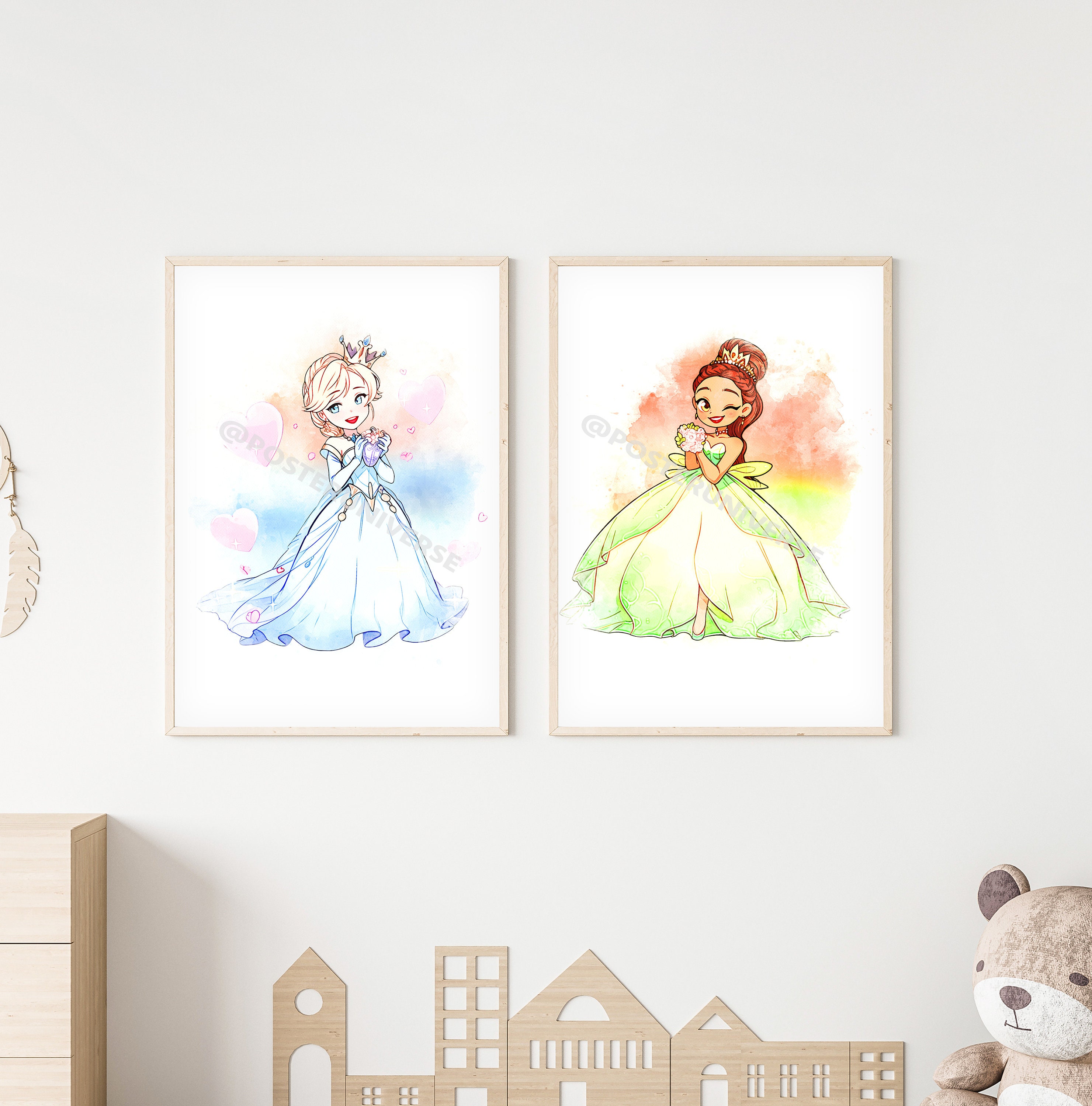 Watercolor Princess Clipart Nursery Decor, Baby Room Shower, Ready to ...