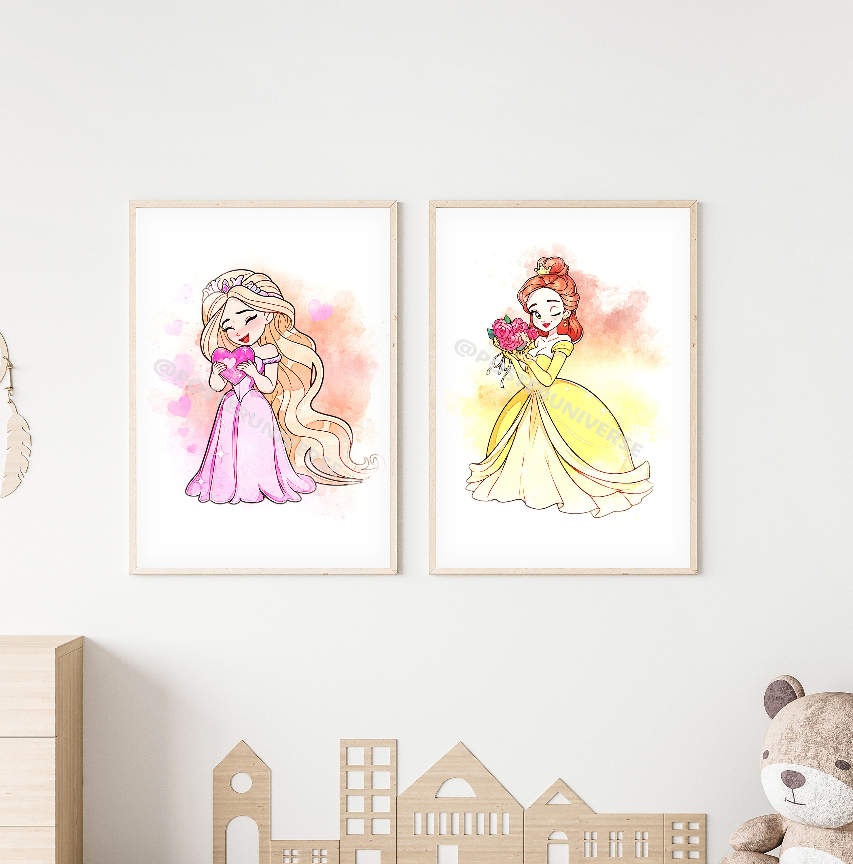 Watercolor Princess Clipart Nursery Decor, Baby Room Shower, Ready to ...