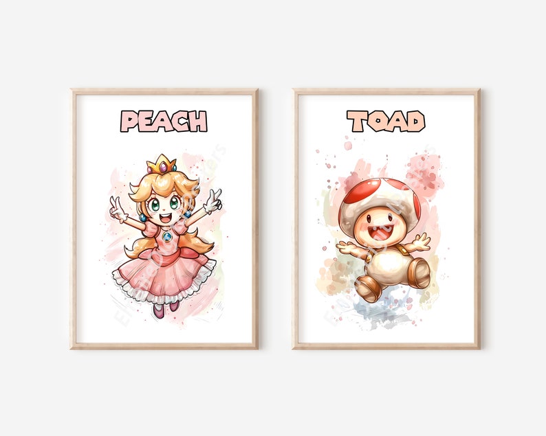 Set of 6 Super Mario Wall Art - Mario and Luigi, Prints for Kids, Kids ...