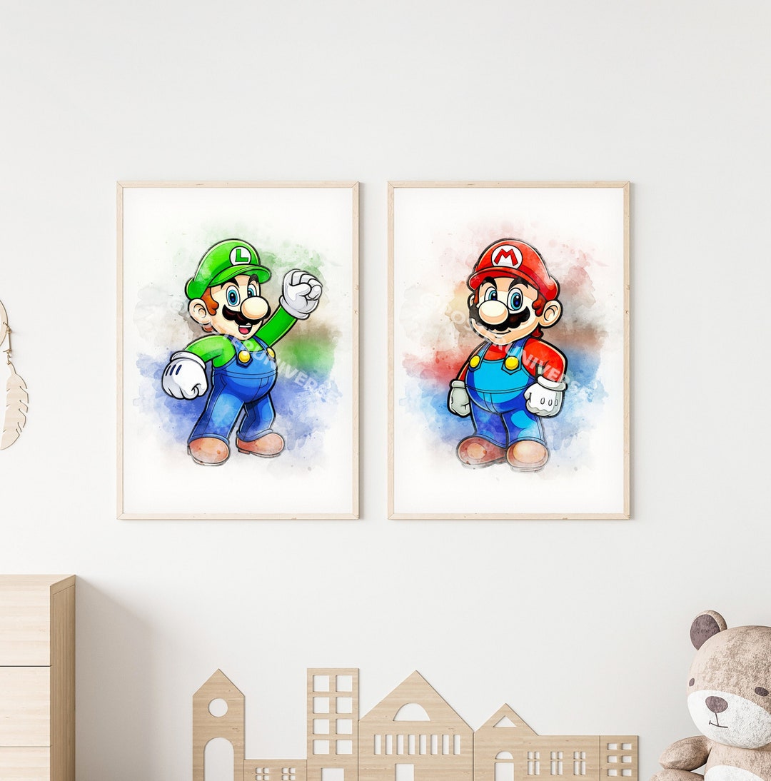 Super Mario and Luigi Poster Art- Wall Art for Kids, Gaming Posters ...