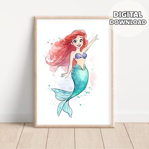 Nursery Princess Wall Art - Drawing Princess Theme, Girls Room Decor, Nursery Room, Wall Decor, Playroom, Baby Shower Gift, Digital Download