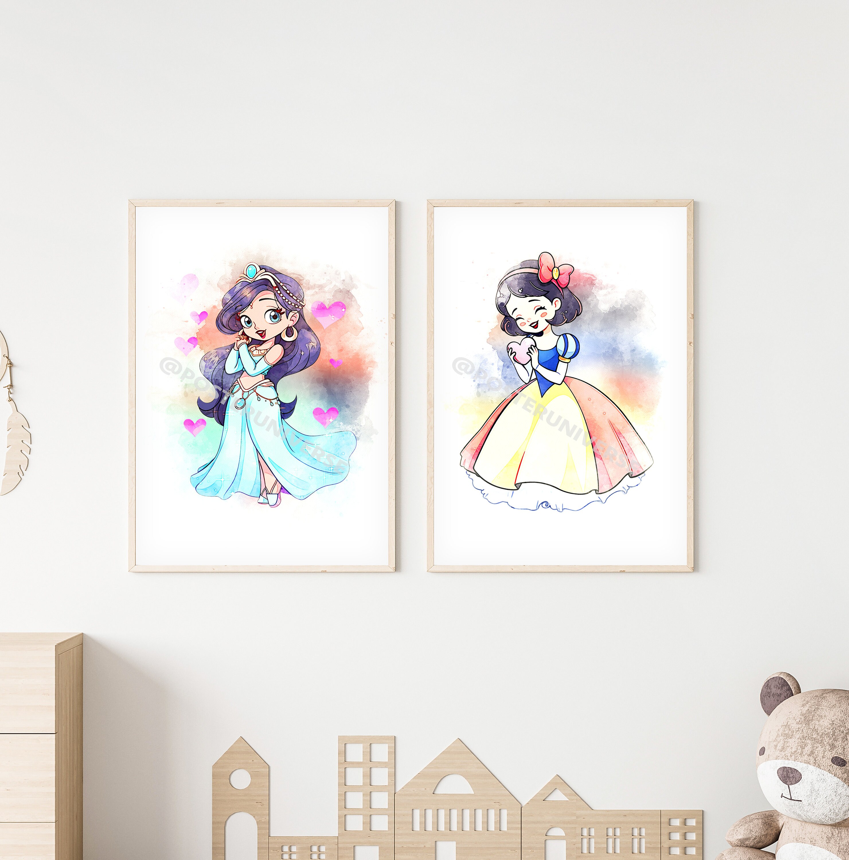 Watercolor Princess Clipart Nursery Decor, Baby Room Shower, Ready to ...