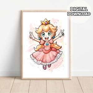 Super Mario Bros Prints - Mario and Luigi Poster, Nursery Decor, Digital Download, Gaming Room Decor, Playroom, Baby Shower, Princess Peach