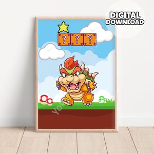 Cartoon Super Mario Bros Poster - Gaming Room, Kids Room Decoration, Video Game Poster, Mario & Luigi, Bowser Mario Wall Art, Nursery Prints