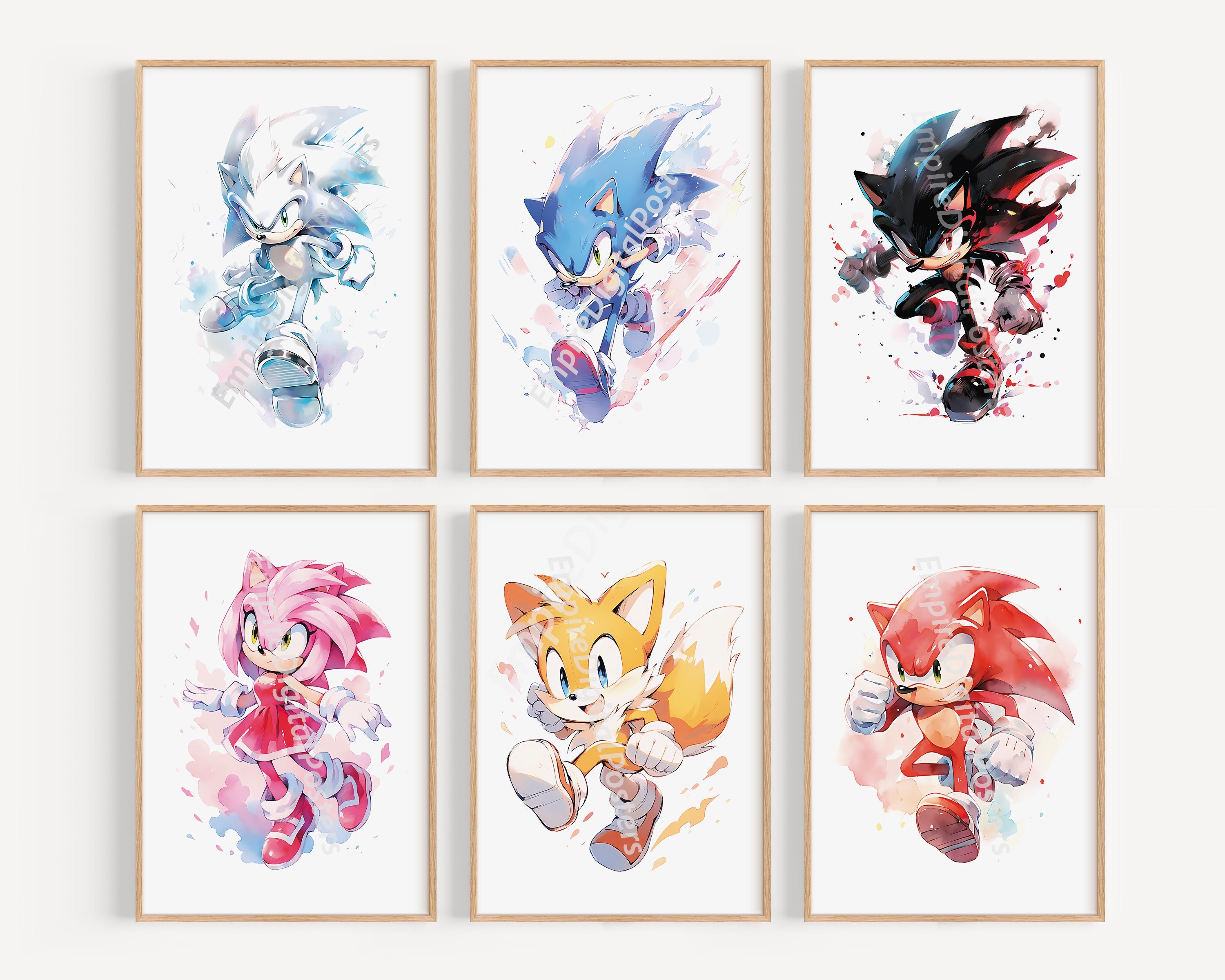 Gentle Watercolor Sonic Poster Set Digital Print, Kids Room Decor ...