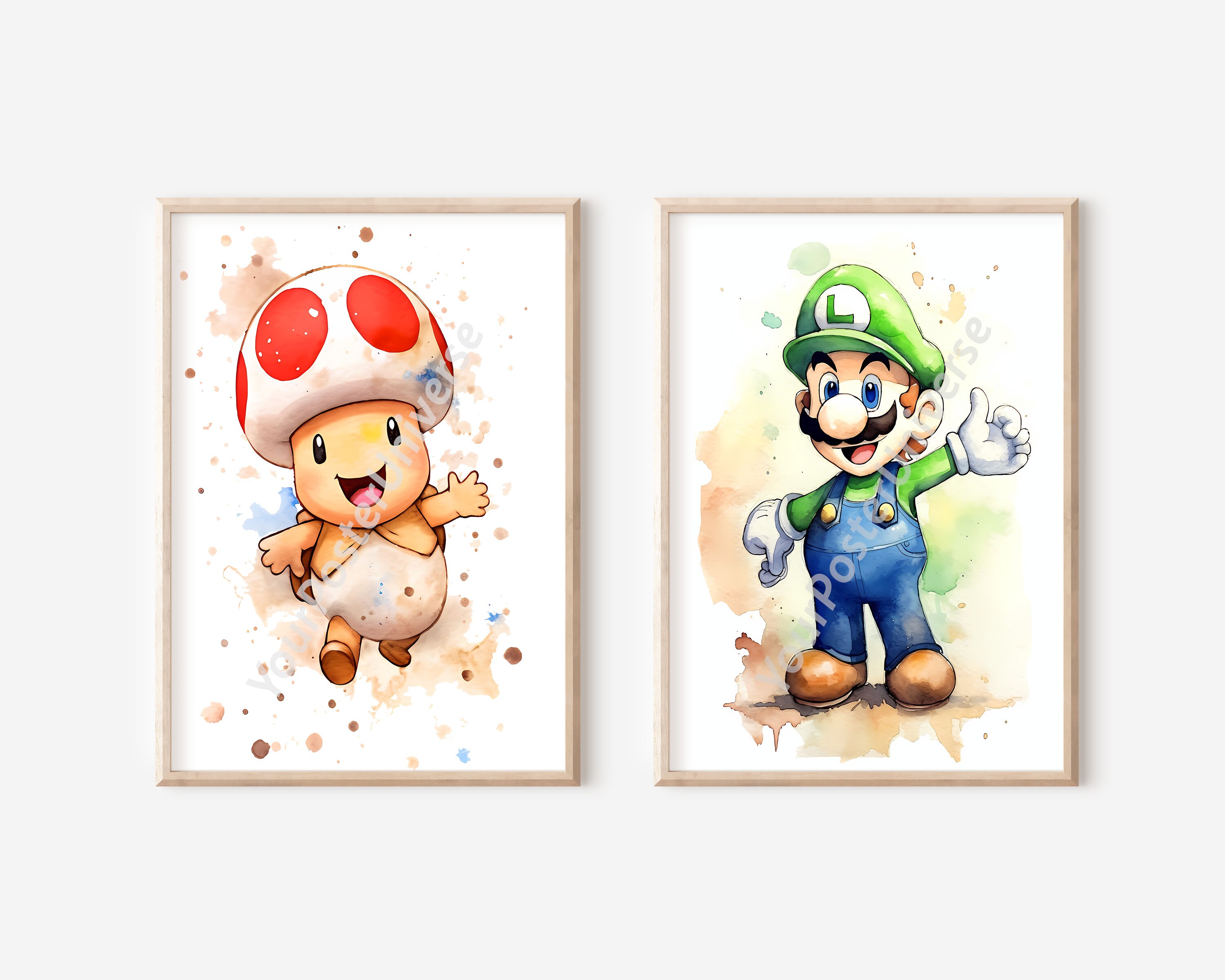 Cute Super Mario Poster Set - Mario and Luigi, Nursery Posters, Wall ...