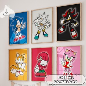 6 Sonic The Hedgehog Prints - Anime Movie, Prints for Kids, Nursery Decoration, Sonic Poster, Tails, Ready to Prints, Colorful Posters