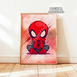 Comics Spider Superhero Poster - Spider Web Themed, Poster Avengers Superhero Print, Gift for Kids, Birthday Decoration Playroom Boys