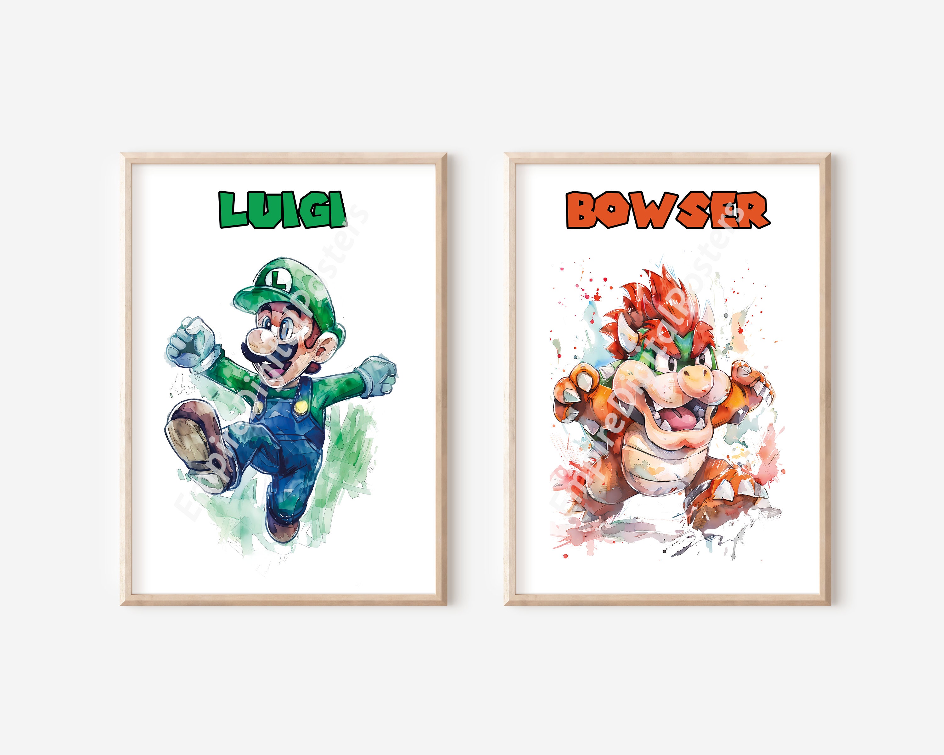Set of 6 Super Mario Wall Art - Mario and Luigi, Prints for Kids, Kids ...