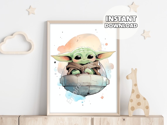 保育園ベビーヨーダスターウォーズポスター - 子供用プリント