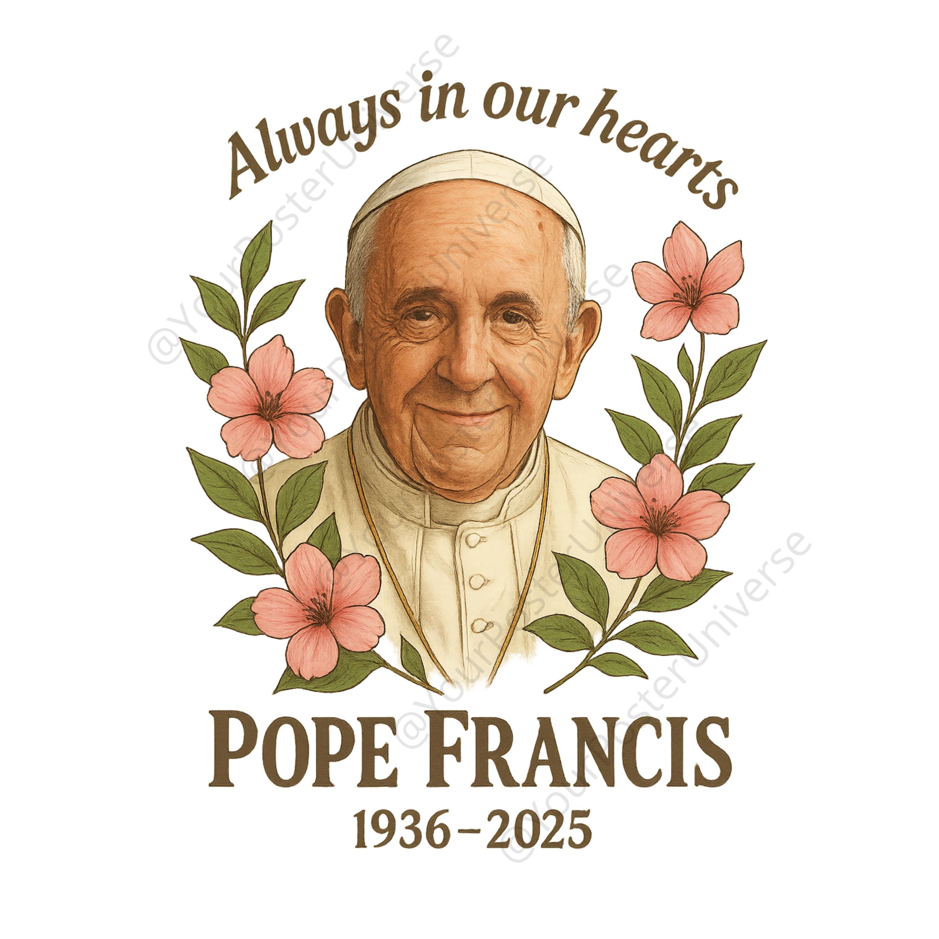 Floral Pope Francis PNG | Always in Our Hearts Clipart | Catholic RIP ...