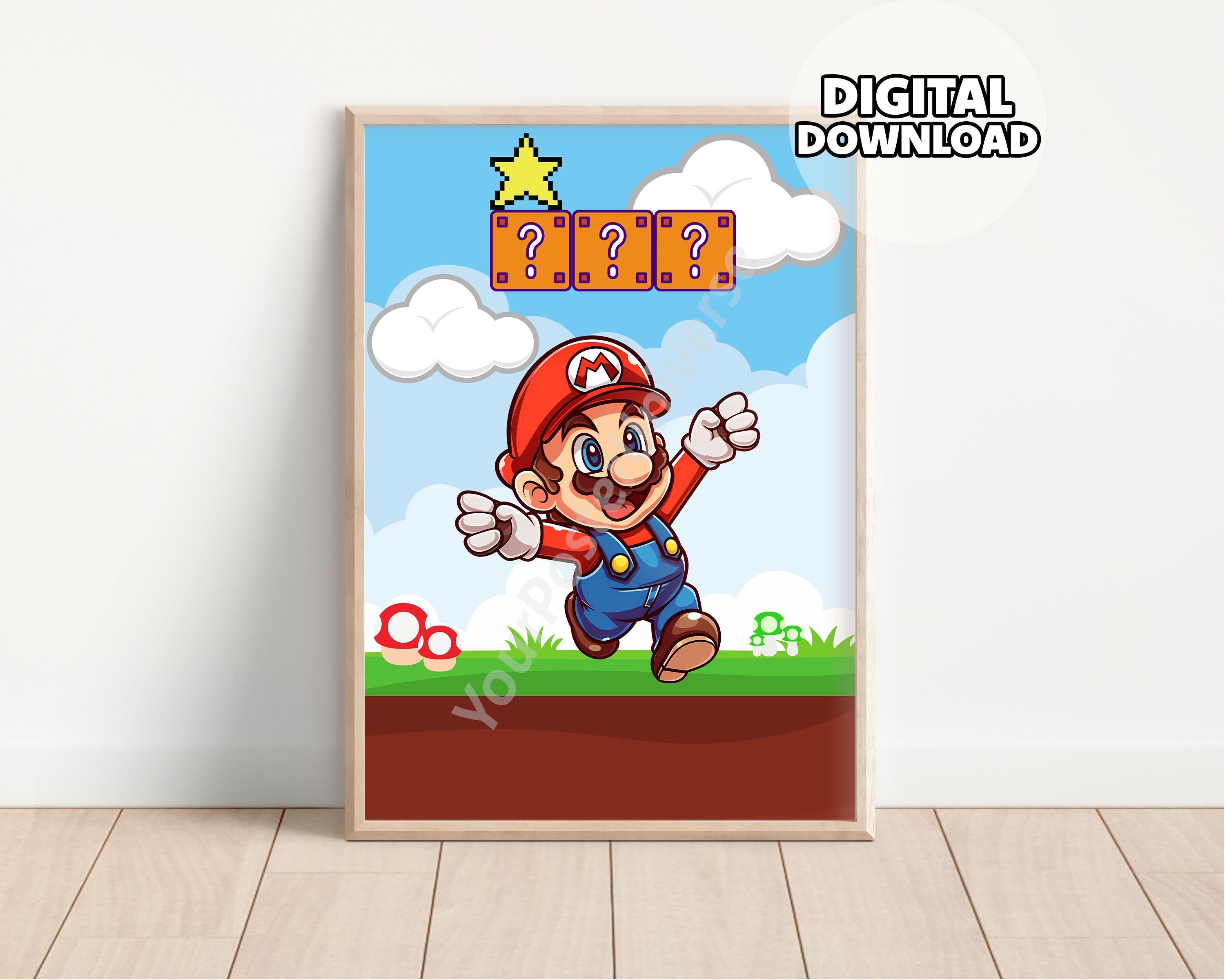 4 Cartoon Super Mario Bros Posters - Gaming Room Decor, Prints for Kids ...
