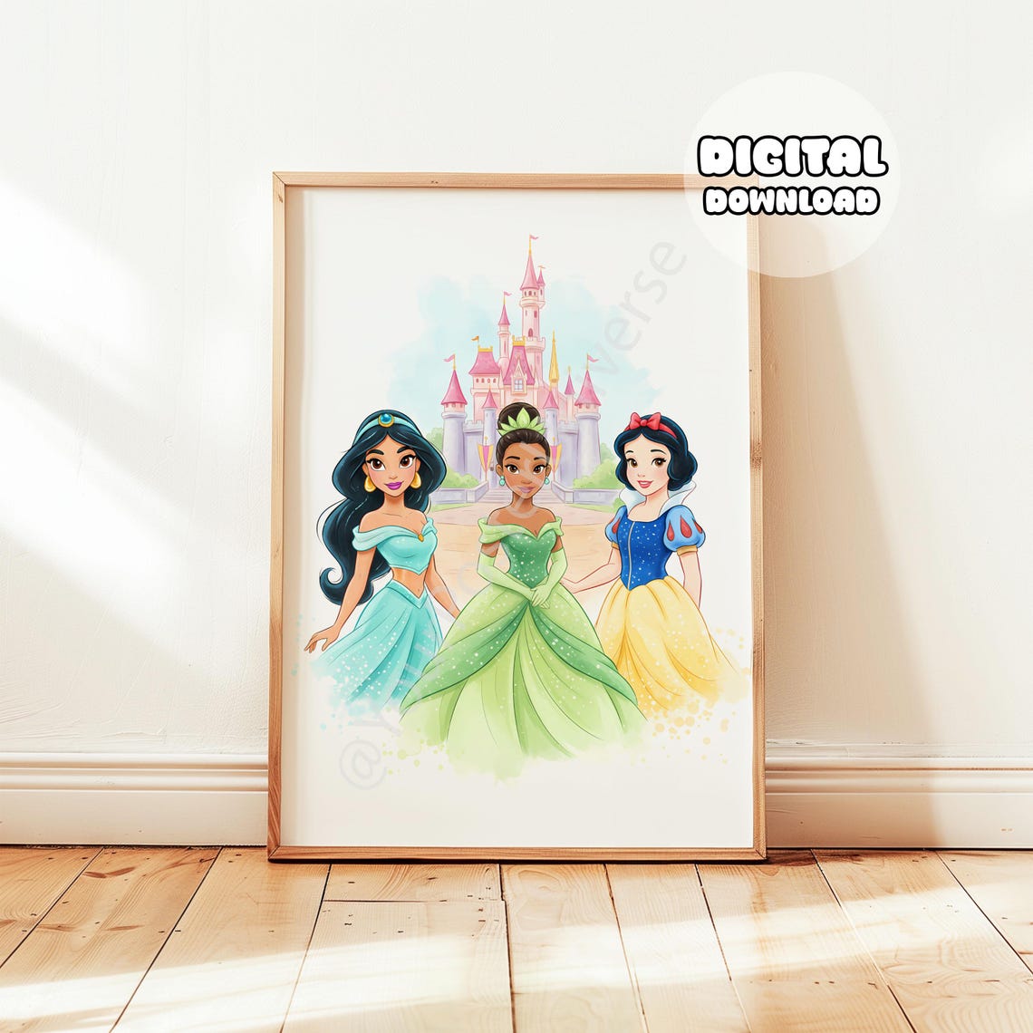 Drawing 3 Princesses Castle Poster, Princess Fairy Tale, Watercolor ...