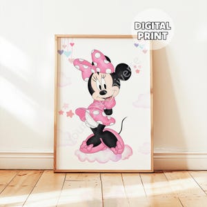 Nursery Minnie Mouse Print - Digital Download Baby Girls Decor for Girls Playroom Decor, Prints for Kids, Baby Shower, Mickey & Firends