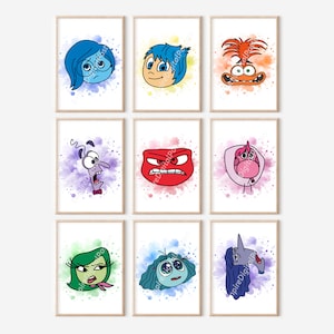 Set Of 9 Inside Out 2 Characters - Wall Decor, Emotions Poster Set, Nursery Decor, Kids Room Decoration, Gift for Kids, Playroom, Party Art