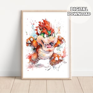 Impressions Super Mario Bros - Poster Mario et Luigi, décoration de chambre d'enfant, téléchargement numérique, décoration de salle de jeux, salle de jeux, baby shower, affiche Bowser