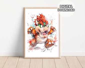 Super Mario Bros Prints - Mario and Luigi Poster, Nursery Decor, Digital Download, Gaming Room Decor, Playroom, Baby Shower, Bowser Poster