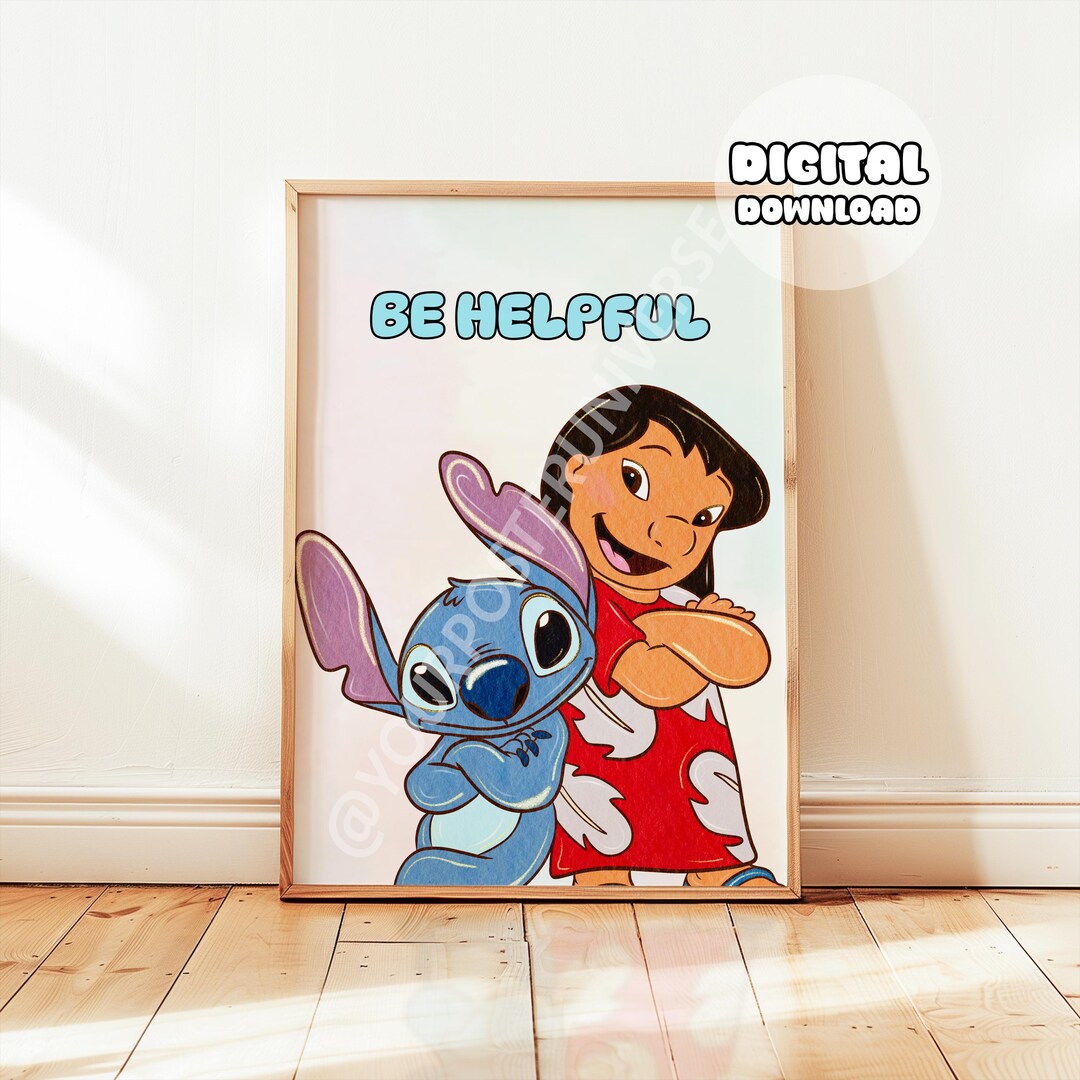 Stitch Side Notes Positive Notes Stitch Affirmation Poster - Nursery Decor, Lilo & Stitch, Positive ...