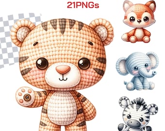 Safari Baby Animals Clipart Collection | Jungle Animals PNG for Nursery Decor and Baby Showers