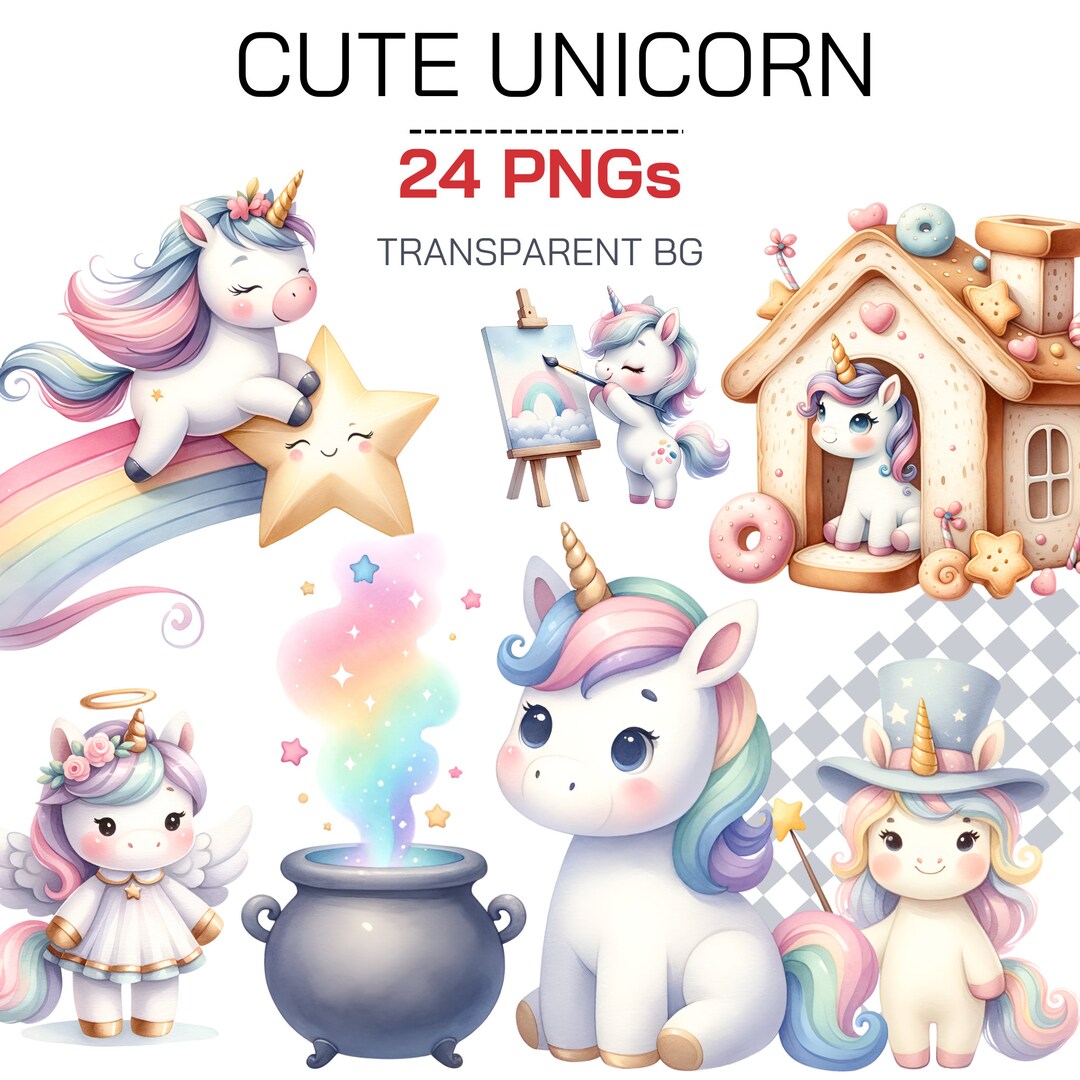 Cute Unicorn PNG Clipart Rainbow Kawaii Unicorn Party Pastel ...