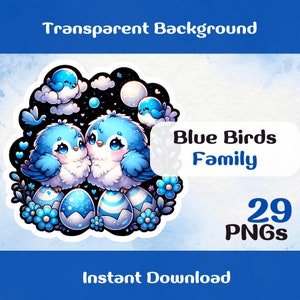 Adorable Pareja De Pájaros Azules Clipart De Acuarela - Imágenes Prediseñadas PNG De Alta Calidad