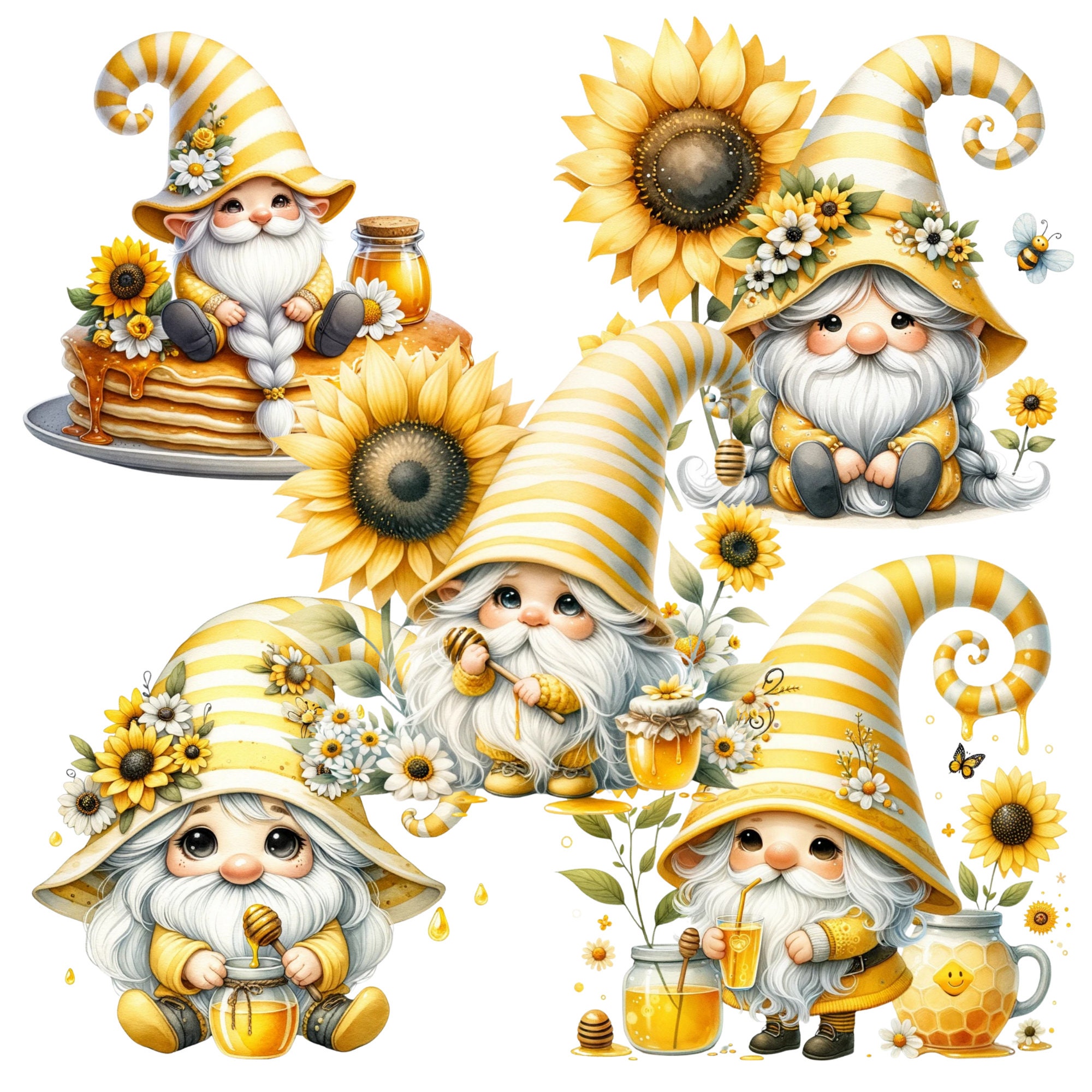 Bumble Bee Gnome Clipart Collection Cute Gardening Gnomes PNG Spring ...