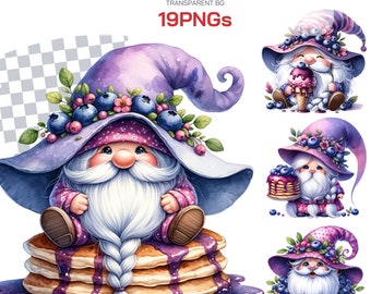 Summer Blueberry Fruits Gnomes and Cute Fruity Clipart - Perfect for Seasonal Crafts and Gnome Enthusiasts, Sublimation summer gift