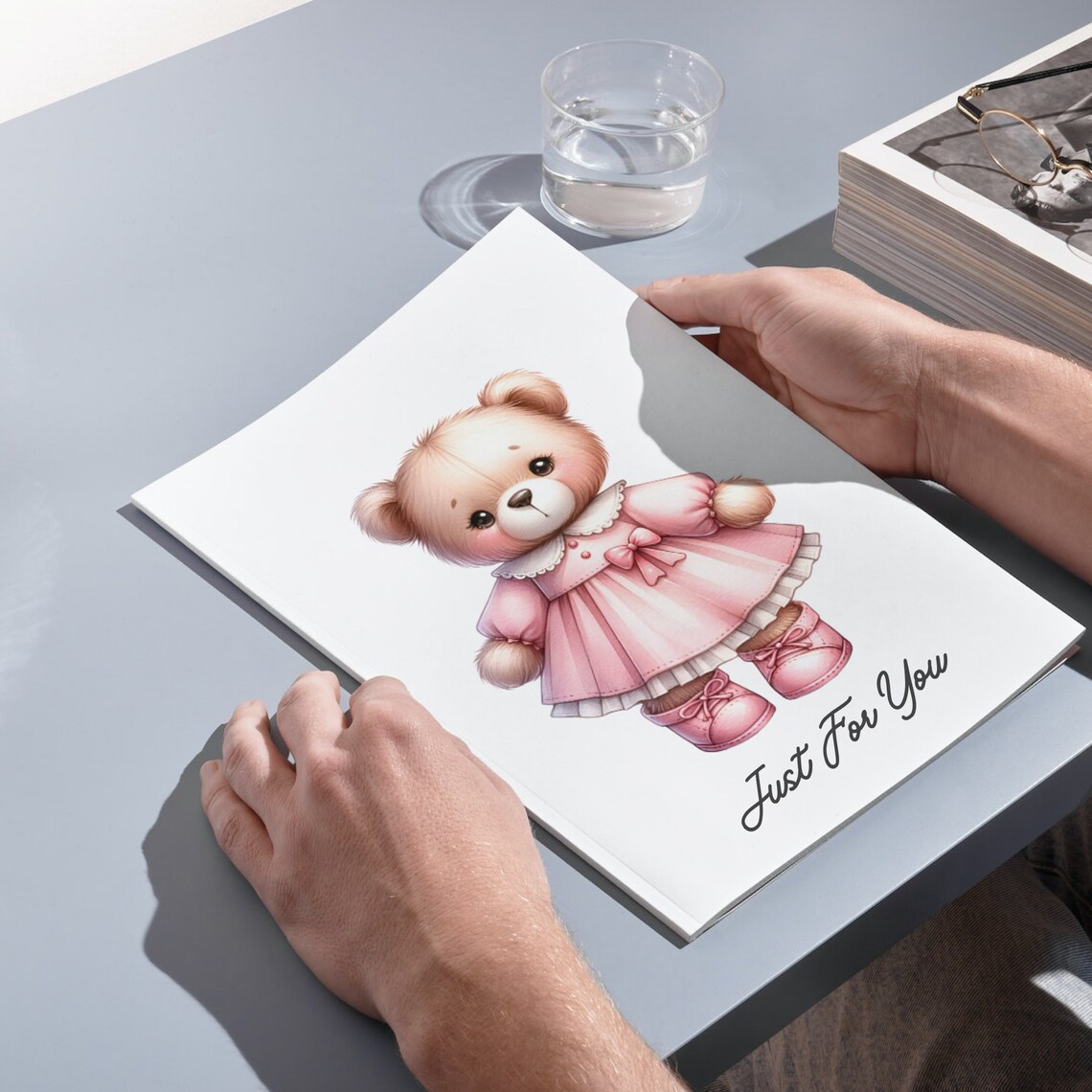 Pink Teddy Bear Clipart for Baby Shower Cute Boho Teddy Bear, Hot Air ...