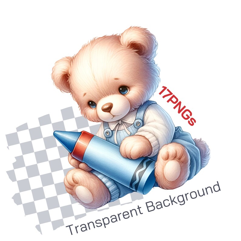 Charming Boho Teddy Bear Art - Whimsical Clipart for Baby Boy Celebrations