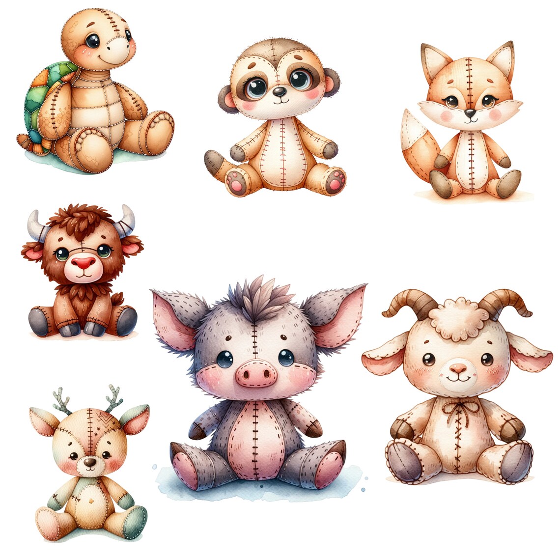 Cute Baby Stuffed Safari Animal Clipart Bundle Set Perfect for Nursery ...